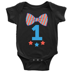 Bow Tie 1 Years Old Red 4th Of July Baby Onesie