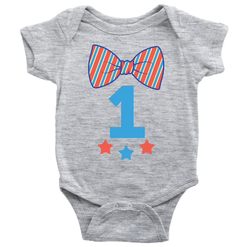 Bow Tie 1 Years Old Red 4th Of July Baby Onesie