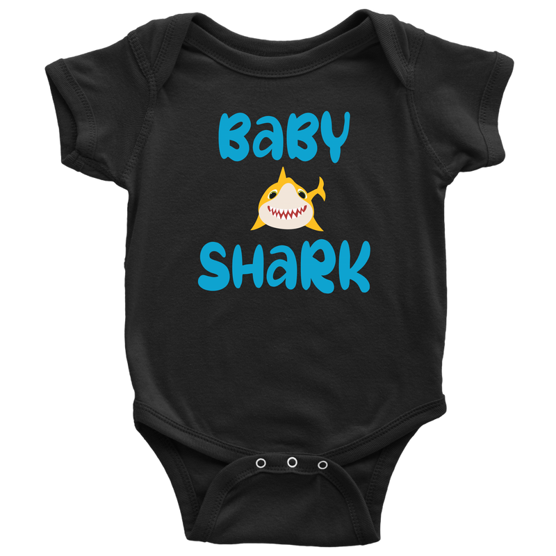 Mommy and Me Baby Shark Shirt and Baby Onesie Matching Black Set