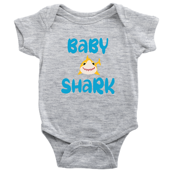 Mommy and Me Baby Shark Shirt and Baby Onesie Matching Baby Heather Grey
